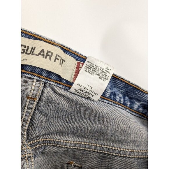 Levi's 505 Regular Fit Denim Jeans Cotton Light Wash Mens W36 L32 MEAS 33 X 26.5 - Picture 4 of 10